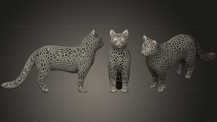 Animal figurines (Cat  Voronoi Style, STKJ_0798) 3D models for cnc
